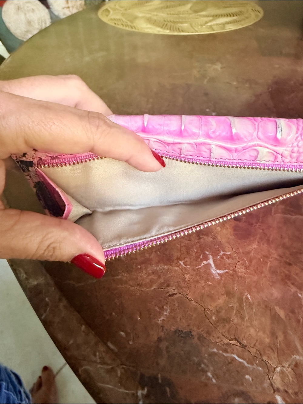 Brahmin Pink and Purple Ombre Croc/Cobra-Embossed Wallet - Picture 4 of 5